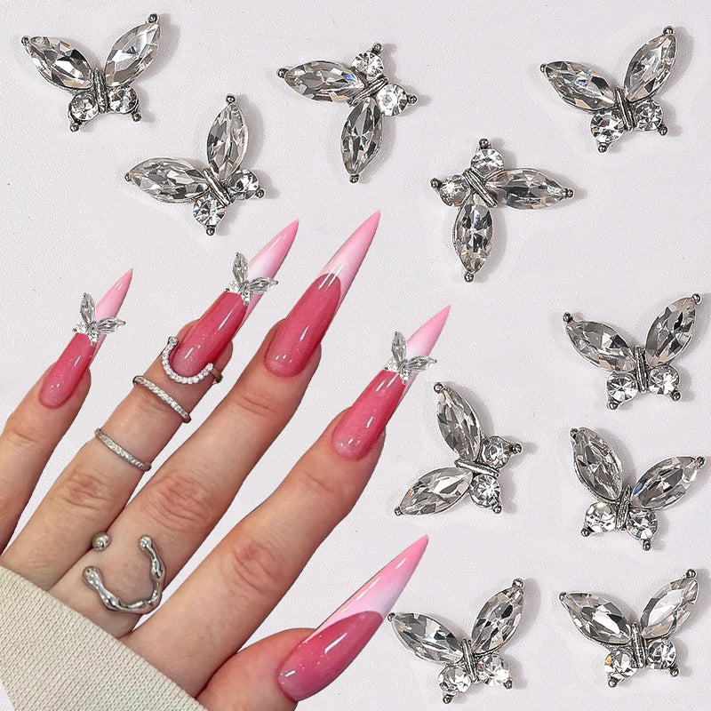 Mini Fingertip Butterfly Nail Jewellery Super Shiny Diamond Alloy Nail Decoration Horse Eye Stacked Diamond Nail Jewellery