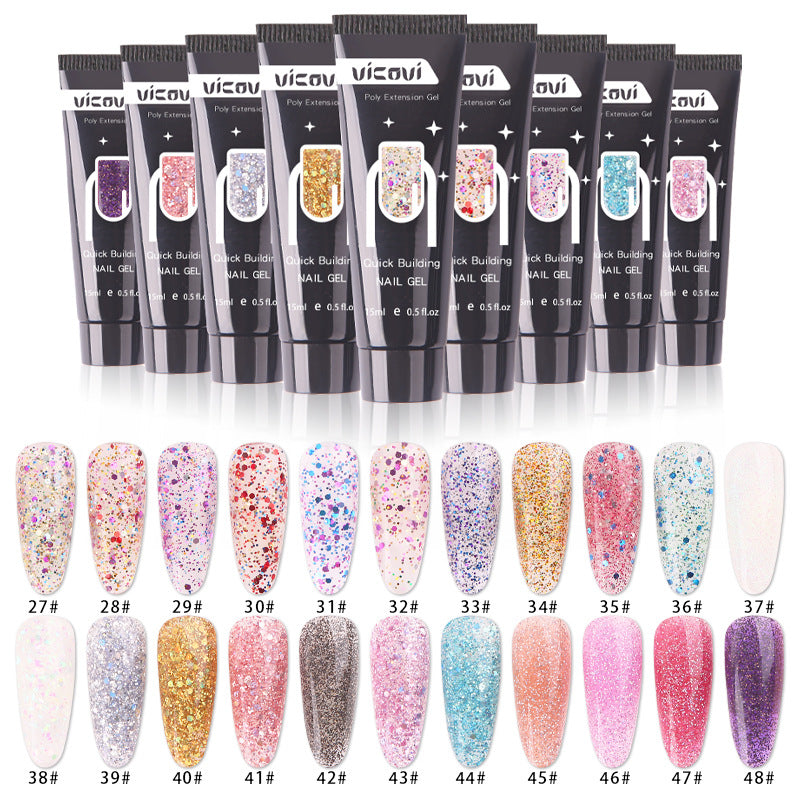 Nail Art Sequin Extension Gel 15ml Tube No Paper Holder Sequin Crystal Gel UV Nail Polish