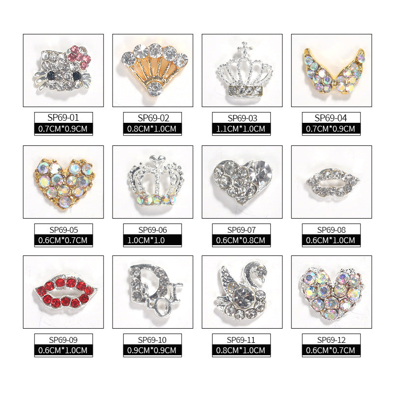 Cross-border hot explosive models Ketty cat nail accessories love wings crown most stock swan nail accessories accessories accessories