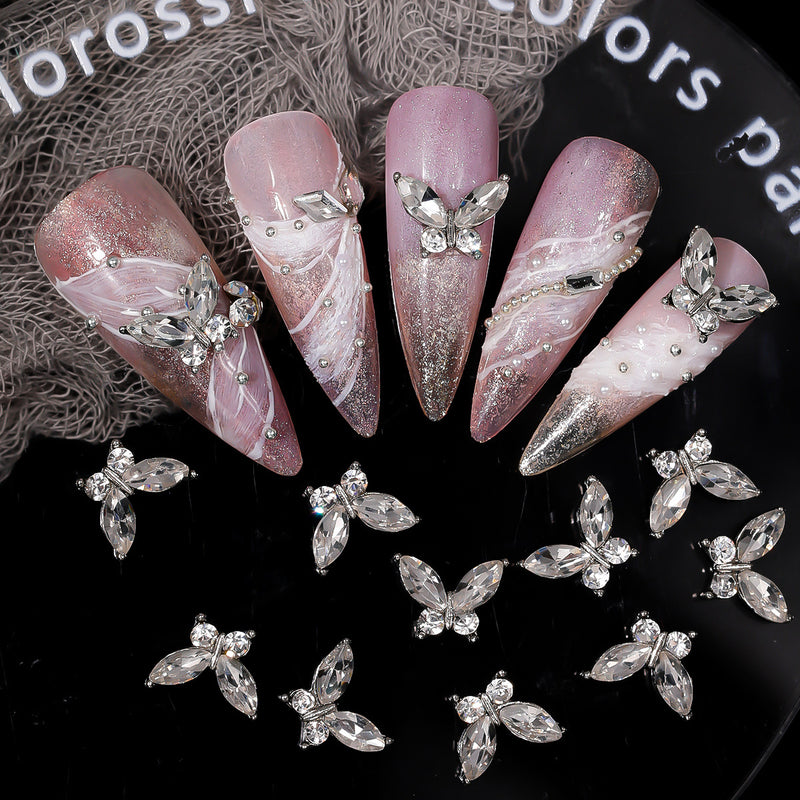 Mini Fingertip Butterfly Nail Jewellery Super Shiny Diamond Alloy Nail Decoration Horse Eye Stacked Diamond Nail Jewellery