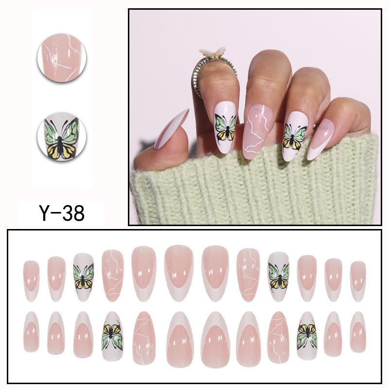 ｛YMJ-2｝Explosive false nail stickers wear nail finished nail piece removable blush nail girls cat eye gradient nail patch