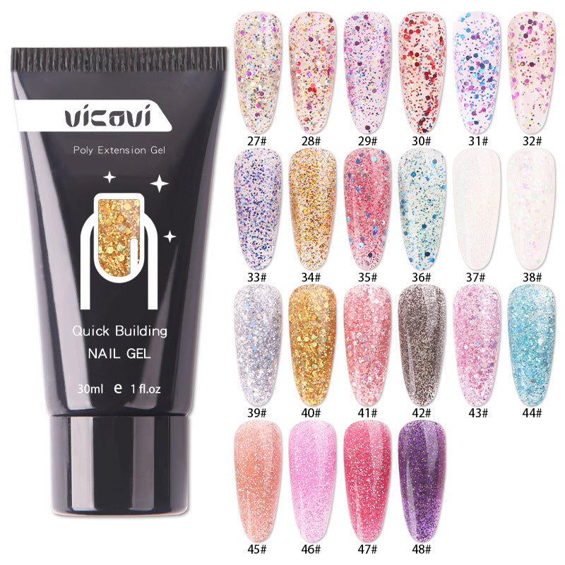 Nail Art Sequin Extension Gel 15ml Tube No Paper Holder Sequin Crystal Gel UV Nail Polish