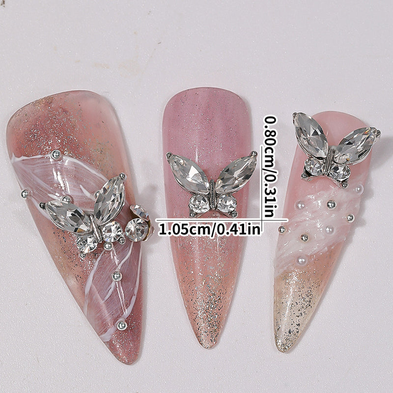 Mini Fingertip Butterfly Nail Jewellery Super Shiny Diamond Alloy Nail Decoration Horse Eye Stacked Diamond Nail Jewellery