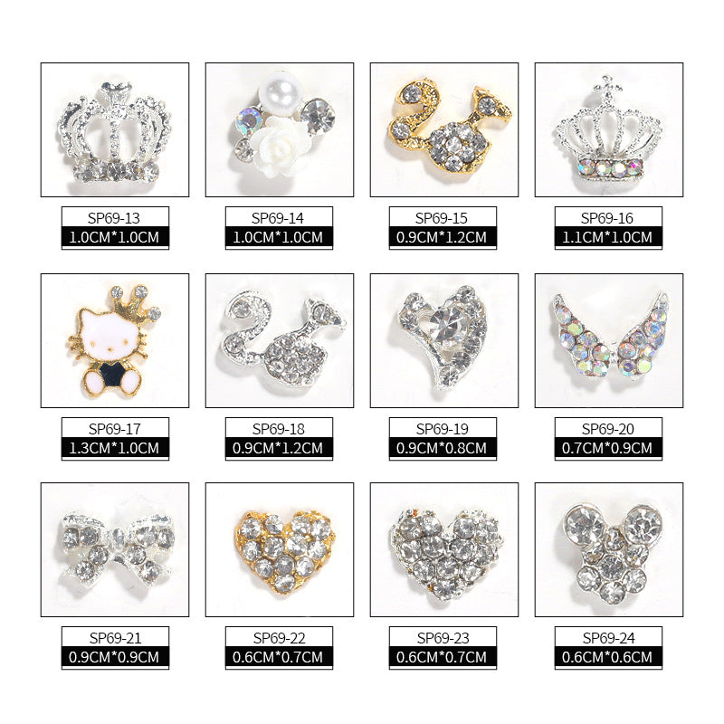 Cross-border hot explosive models Ketty cat nail accessories love wings crown most stock swan nail accessories accessories accessories