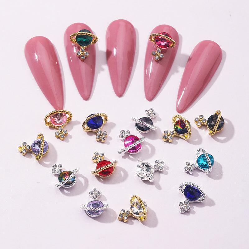 Metal planet jewellery cross-border nail art small diamond zirconia diamonds to keep the colour ins planet DIY do nails accessories