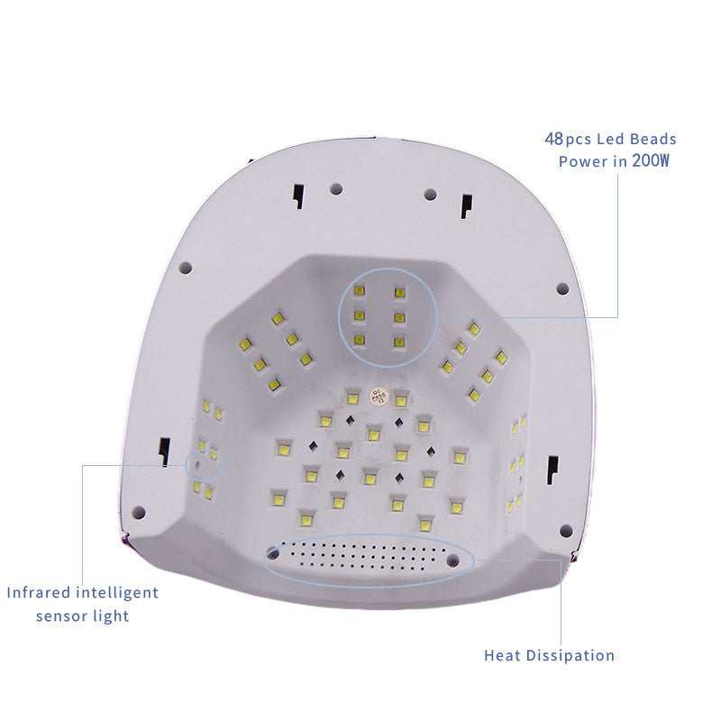 UV nail lamp 200W high-power quick-drying nail baking gel phototherapy lamp three-speed timer nail machine