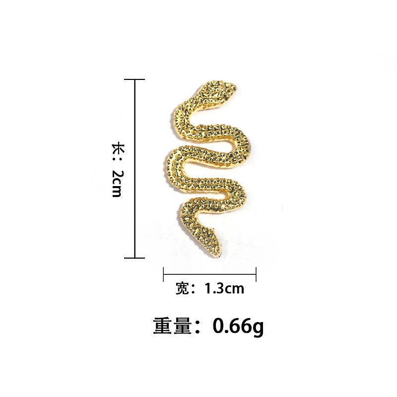 Cross-border new nail alloy snake full of diamonds three-dimensional nail nail nail stickers flash drill metal jewellery drill accessories wholesale