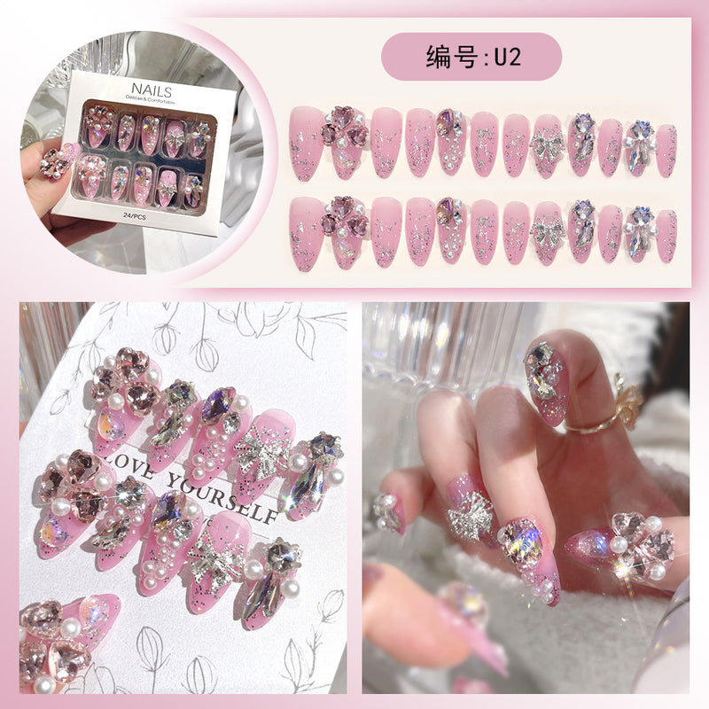 Handmade Wearable Nail Explosion Crushed Glitter Nail Art Nail Patch Finished Nail Patch Jelly Gel