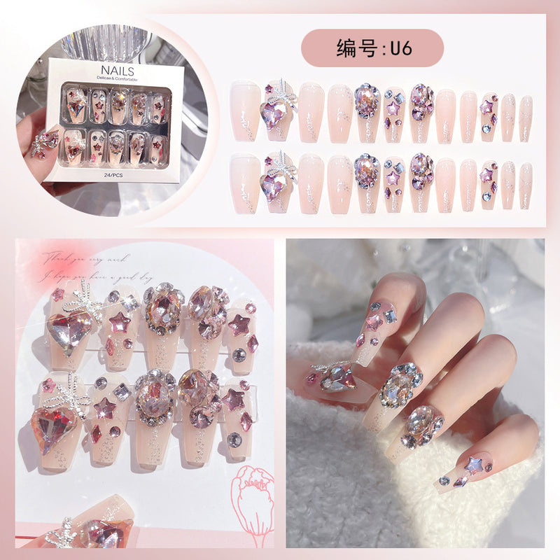 Handmade Wearable Nail Explosion Crushed Glitter Nail Art Nail Patch Finished Nail Patch Jelly Gel