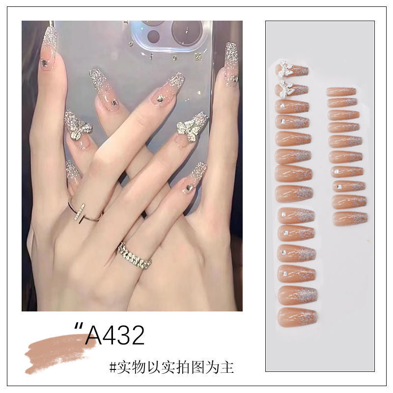 Nail art patches false nails removable wearable nail pop nail patches finished manicure medium-length nail pieces