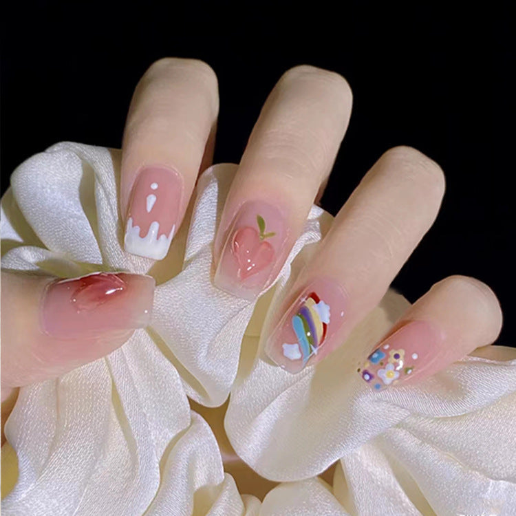 Nail art patches false nails removable wearable nail pop nail patches finished manicure medium-length nail pieces