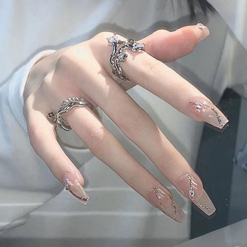 Nail art patches false nails removable wearable nail pop nail patches finished manicure medium-length nail pieces