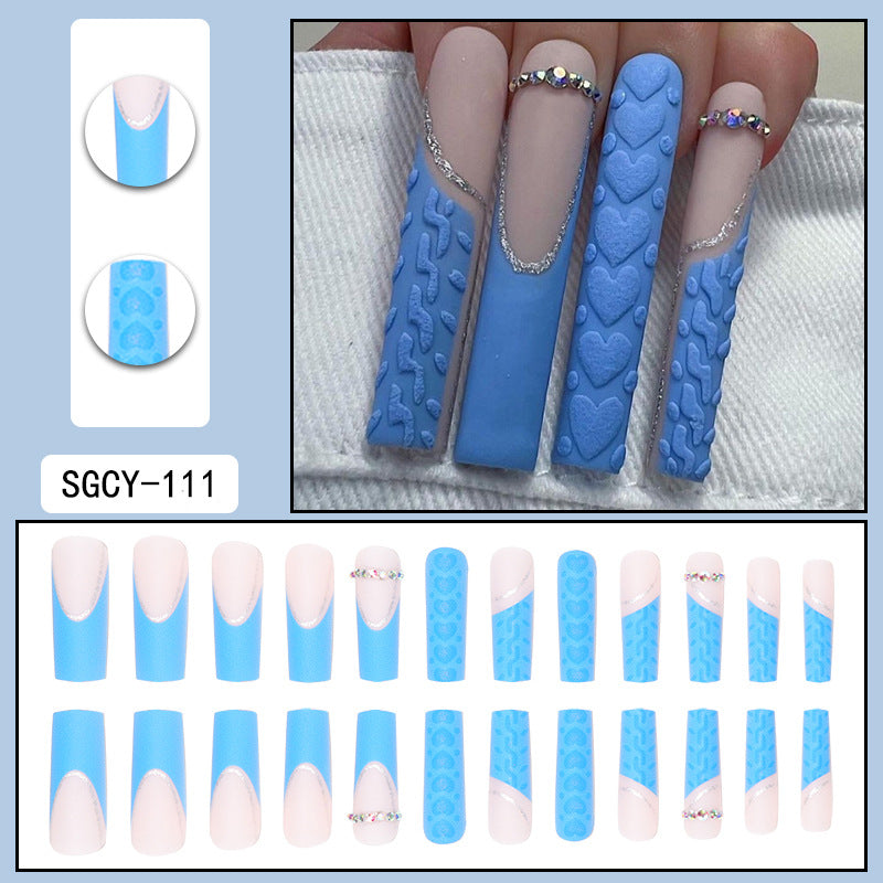 ｛CZJ-1｝Wearable nails long ins fake nails nail patches wearable nail art finished press on nails