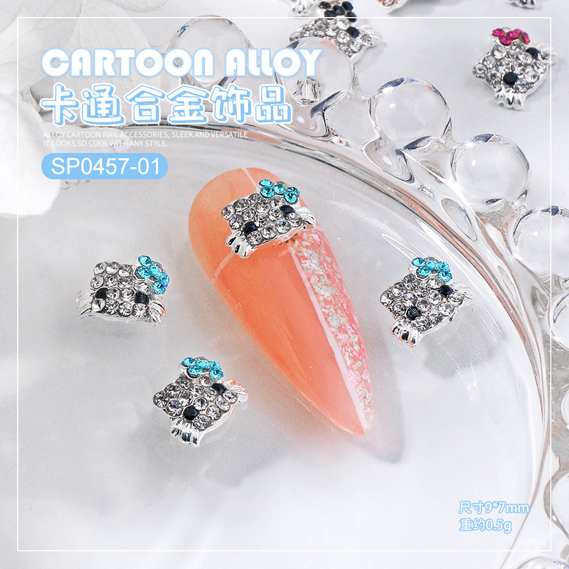 Nail art accessories Japanese cartoon KT cat cross-border new alloy full diamond cute Kitty cat diy nail drill ornaments