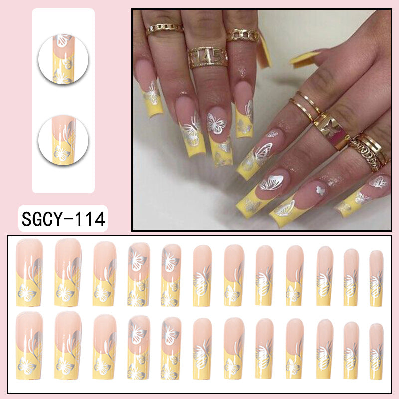 ｛CZJ-1｝Wearable nails long ins fake nails nail patches wearable nail art finished press on nails