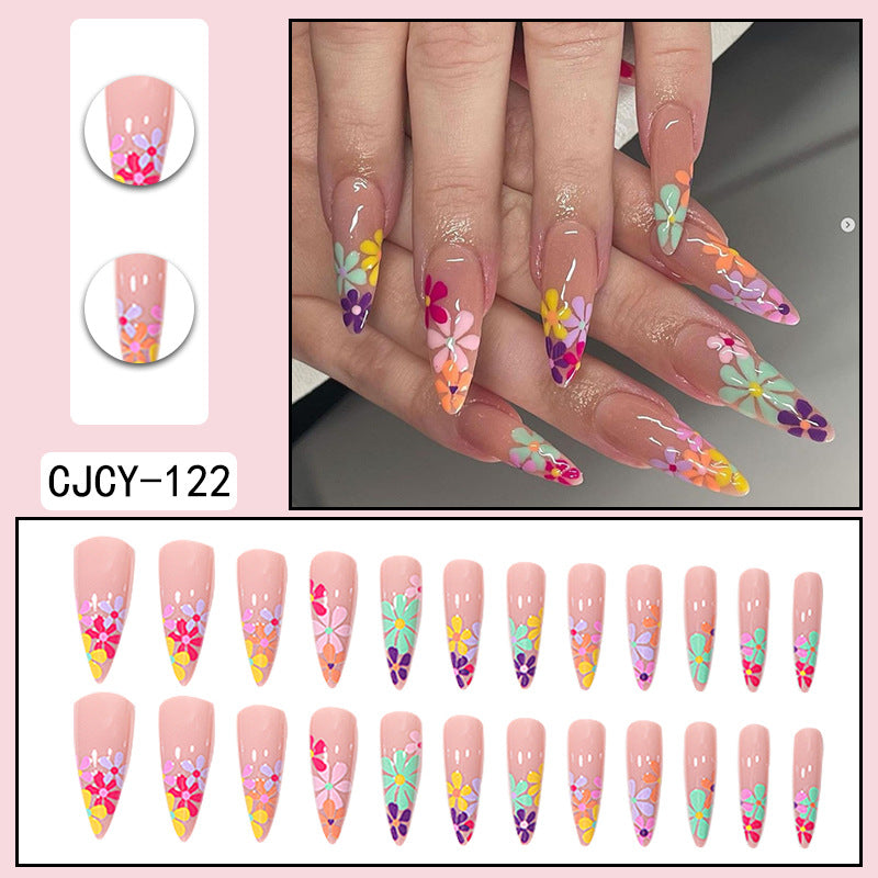 ｛CZJ-1｝Wearable nails long ins fake nails nail patches wearable nail art finished press on nails