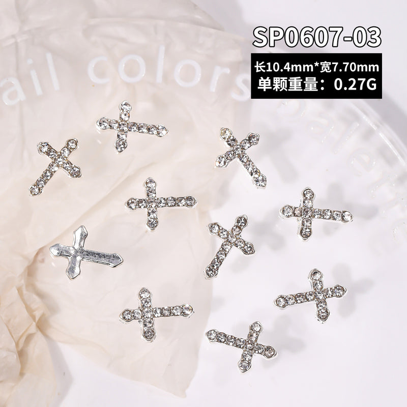 Nail Jewellery Cross Love with Diamonds Nail Jewellery New Alloy with Diamonds DIY Diamonds