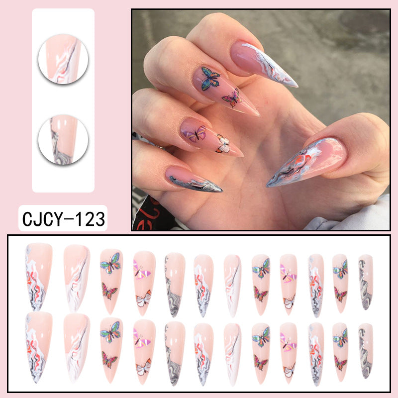 ｛CZJ-1｝Wearable nails long ins fake nails nail patches wearable nail art finished press on nails