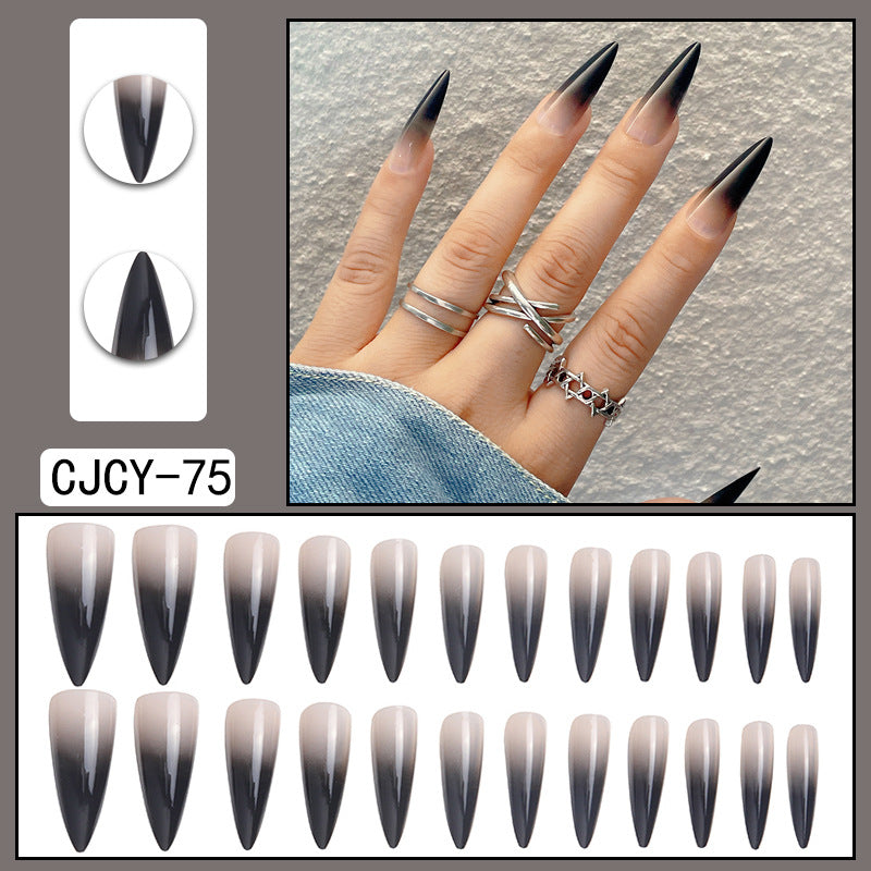 ｛SY-1｝Long section of Europe and the United States wear nail long pointed nail halo gradient plating nail patch nail piece finished products