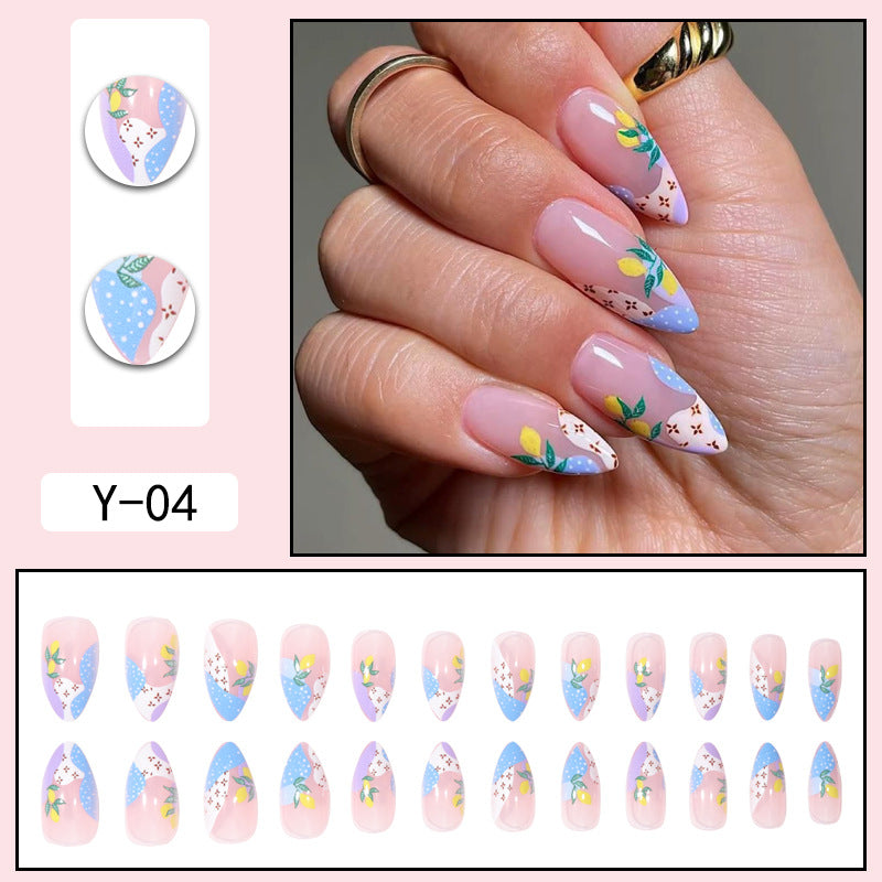 ｛YMJ-1｝Explosive false nail stickers wear nail finished nail piece removable blush nail girls cat eye gradient nail patch