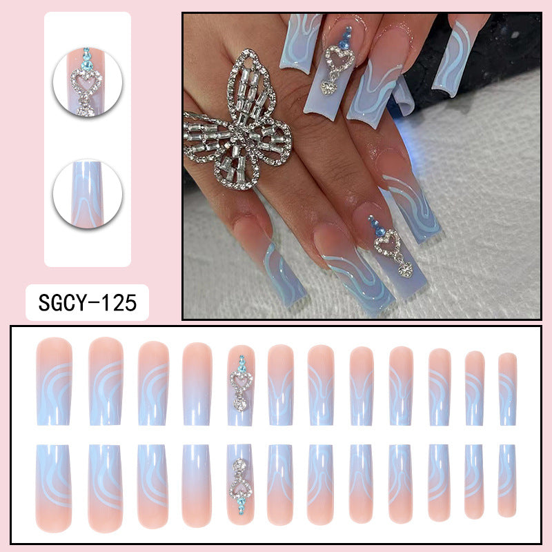 ｛CZJ-1｝Wearable nails long ins fake nails nail patches wearable nail art finished press on nails