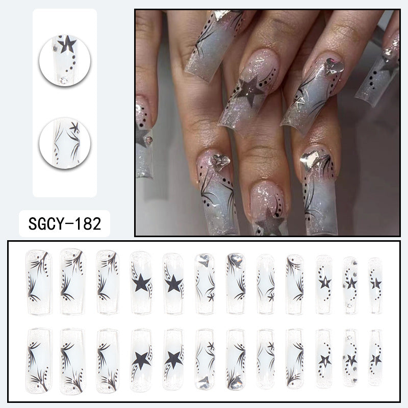 ｛CLM-1｝Europe and the United States long ins style hot girl wearable nail stickers Artificial fingernails press on nails