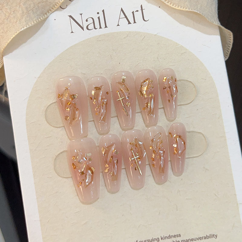 10-piece set of pure handmade wearable nail art decals, nail stickers, finished fake nails