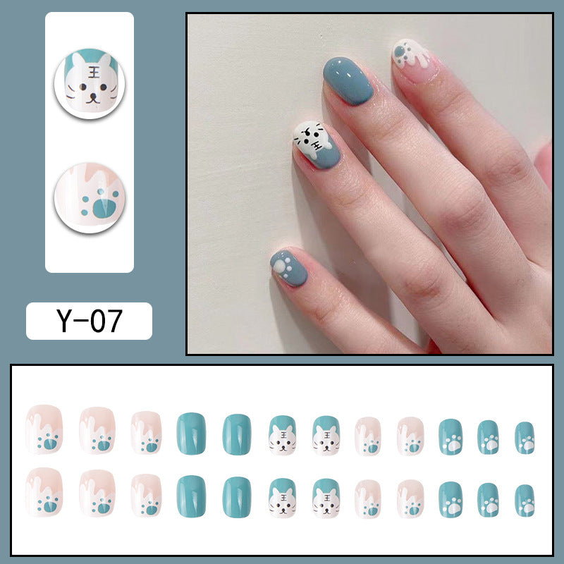 ｛YMJ-1｝Explosive false nail stickers wear nail finished nail piece removable blush nail girls cat eye gradient nail patch