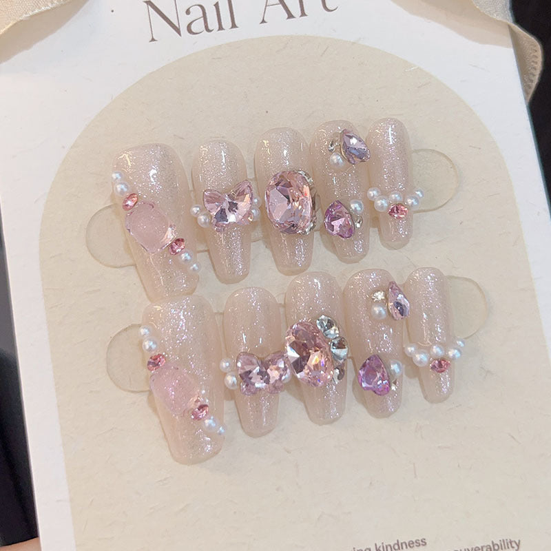 10-piece set of pure handmade wearable nail art decals, nail stickers, finished fake nails