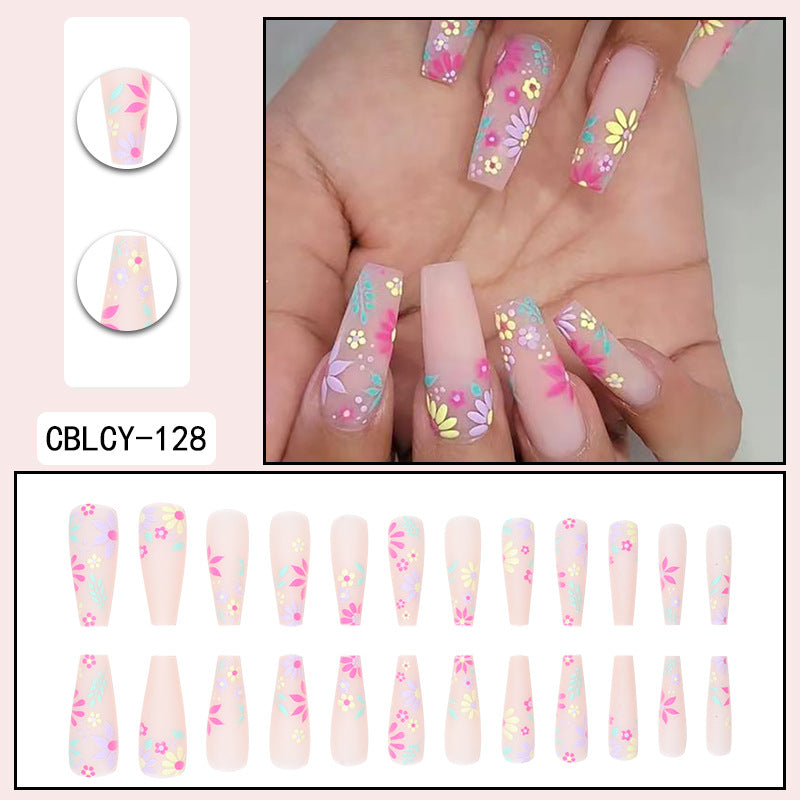 ｛CZJ-1｝Wearable nails long ins fake nails nail patches wearable nail art finished press on nails