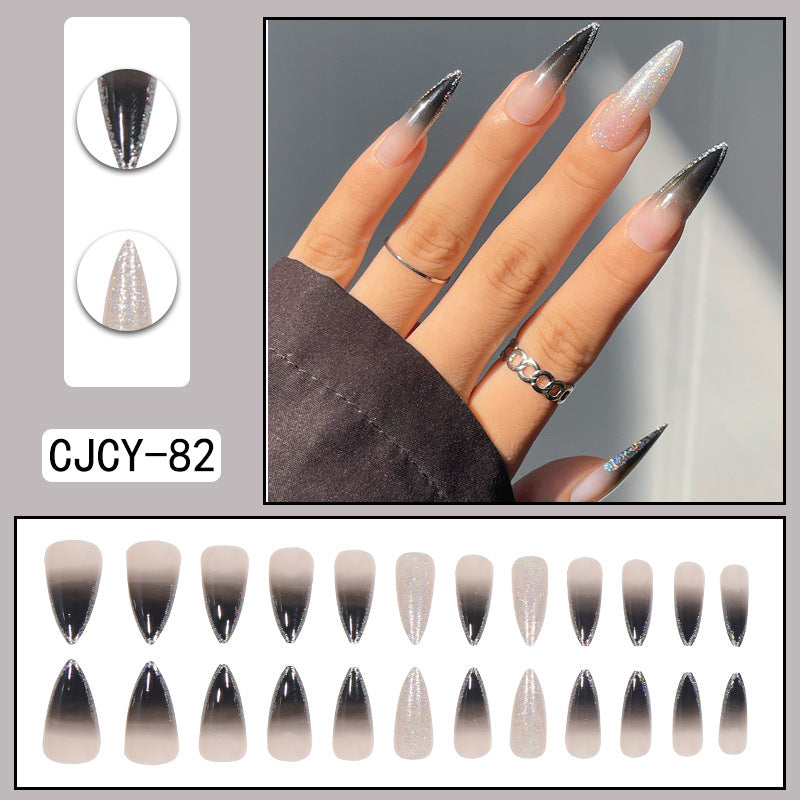 ｛SY-1｝Long section of Europe and the United States wear nail long pointed nail halo gradient plating nail patch nail piece finished products