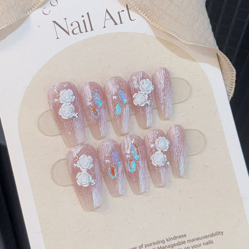 10-piece set of pure handmade wearable nail art decals, nail stickers, finished fake nails