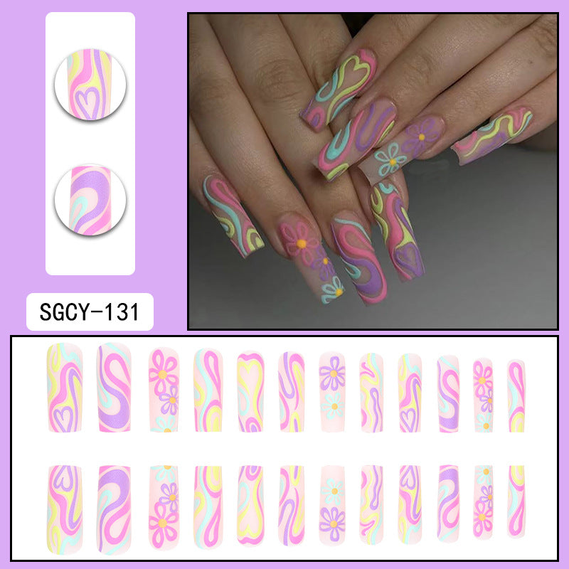 ｛CZJ-1｝Wearable nails long ins fake nails nail patches wearable nail art finished press on nails