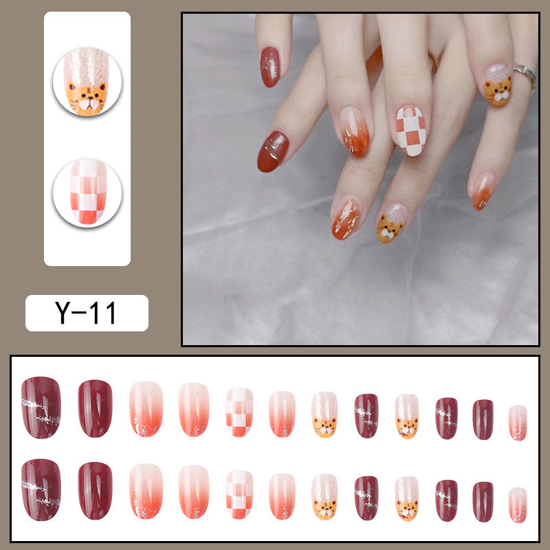 ｛YMJ-1｝Explosive false nail stickers wear nail finished nail piece removable blush nail girls cat eye gradient nail patch