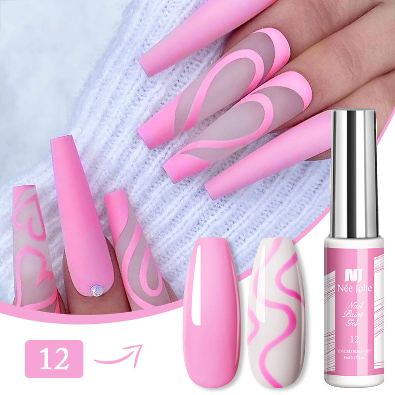 12 Colour Pulling Gel 3D Painted Nail Pulling Gel Nail Art Pulling Gel