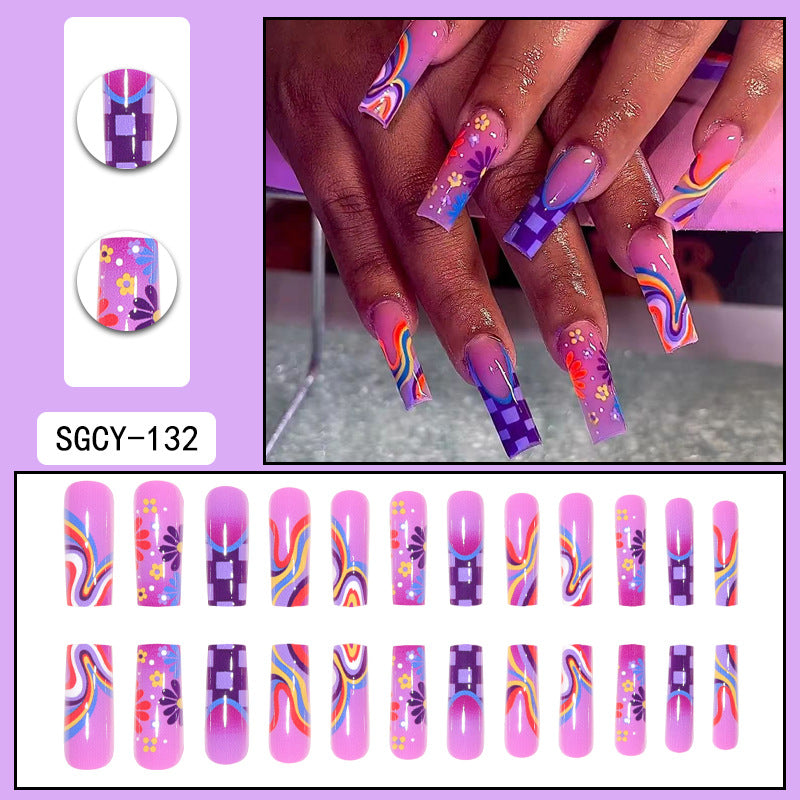 ｛CZJ-1｝Wearable nails long ins fake nails nail patches wearable nail art finished press on nails