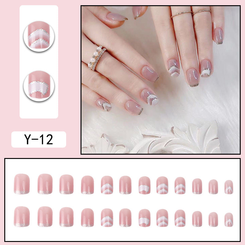 ｛YMJ-1｝Explosive false nail stickers wear nail finished nail piece removable blush nail girls cat eye gradient nail patch