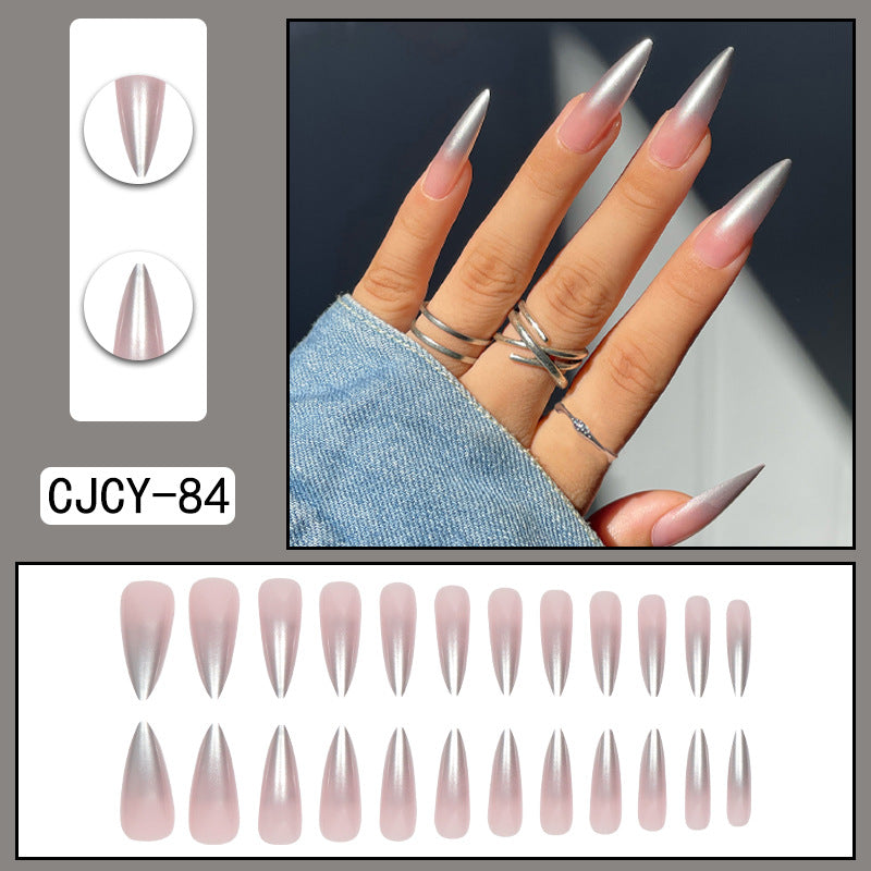 ｛SY-1｝Long section of Europe and the United States wear nail long pointed nail halo gradient plating nail patch nail piece finished products