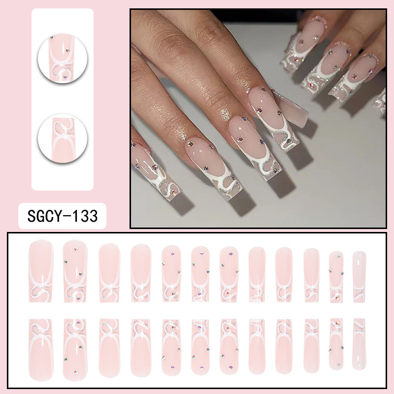 ｛CZJ-1｝Wearable nails long ins fake nails nail patches wearable nail art finished press on nails