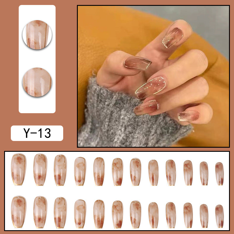 ｛YMJ-1｝Explosive false nail stickers wear nail finished nail piece removable blush nail girls cat eye gradient nail patch