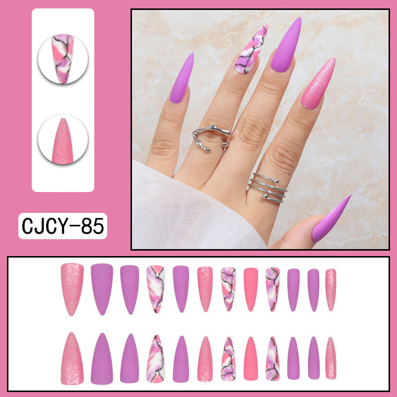 ｛SY-1｝Long section of Europe and the United States wear nail long pointed nail halo gradient plating nail patch nail piece finished products