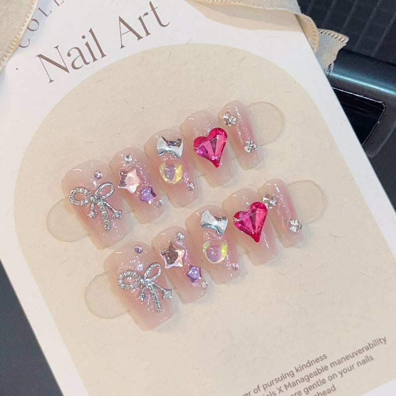 10-piece set of pure handmade wearable nail art decals, nail stickers, finished fake nails