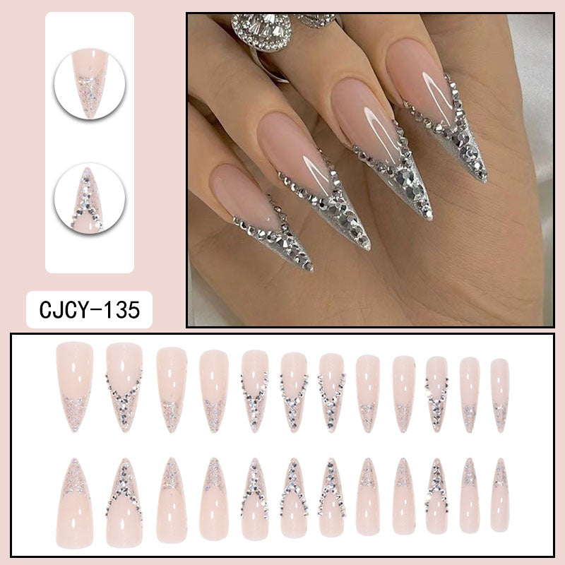 ｛CZJ-1｝Wearable nails long ins fake nails nail patches wearable nail art finished press on nails