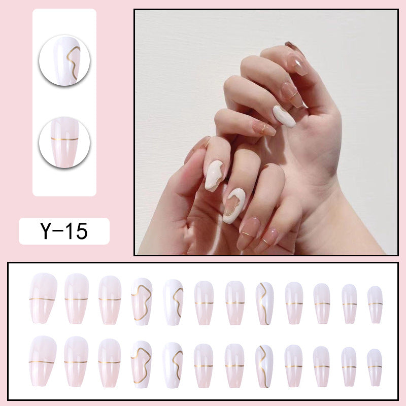 ｛YMJ-1｝Explosive false nail stickers wear nail finished nail piece removable blush nail girls cat eye gradient nail patch