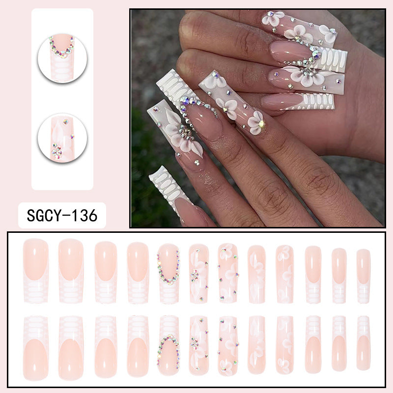 ｛CZJ-1｝Wearable nails long ins fake nails nail patches wearable nail art finished press on nails