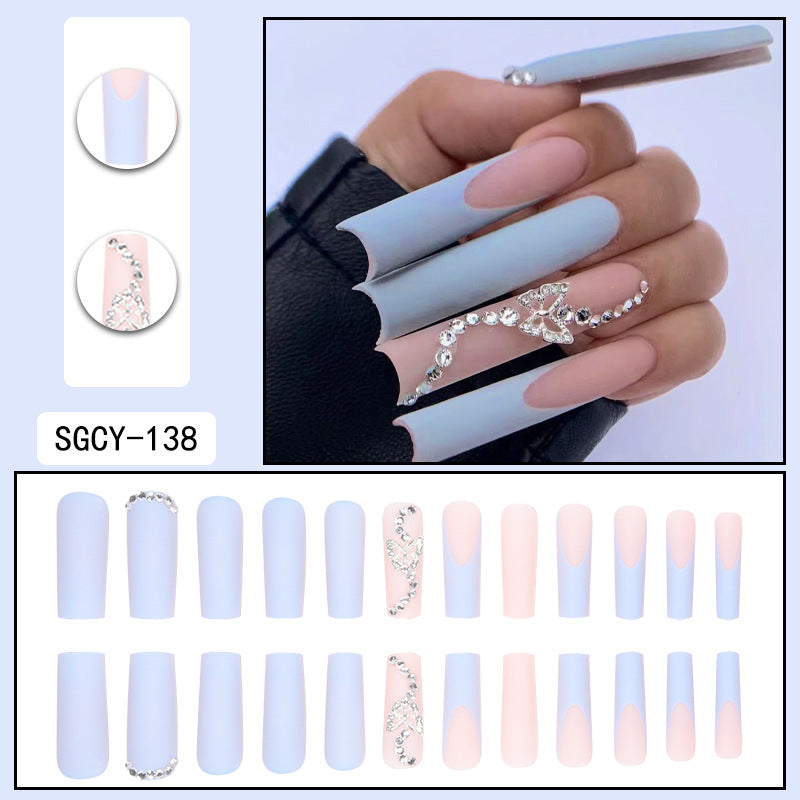 ｛CZJ-1｝Wearable nails long ins fake nails nail patches wearable nail art finished press on nails