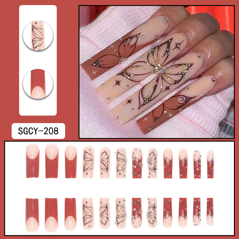 ｛CLM-1｝Europe and the United States long ins style hot girl wearable nail stickers Artificial fingernails press on nails