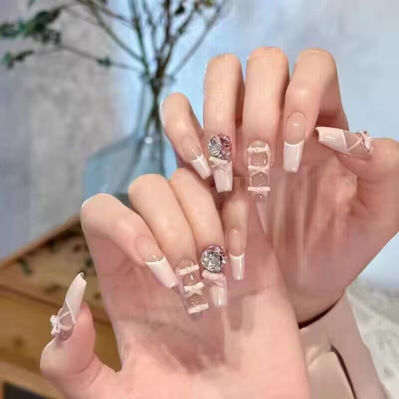 Ice translucent colour handmade cat eye wear nail nail art patches nail stickers removable nail pieces finished false nails