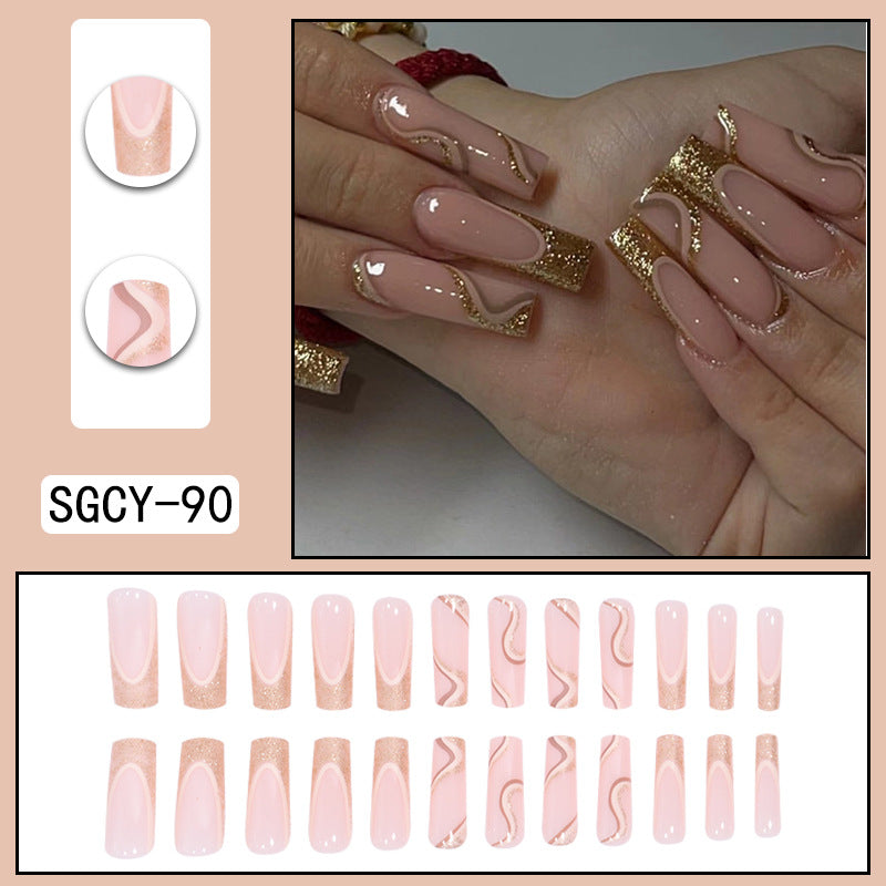 ｛SY-1｝Long section of Europe and the United States wear nail long pointed nail halo gradient plating nail patch nail piece finished products