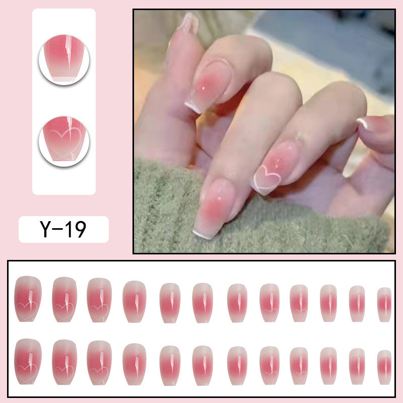 ｛YMJ-1｝Explosive false nail stickers wear nail finished nail piece removable blush nail girls cat eye gradient nail patch